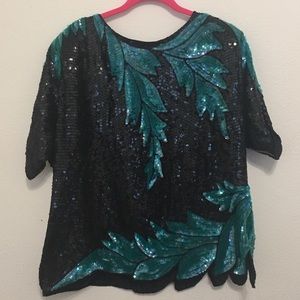Laurence Kozar beaded vintage sequin top size 2x